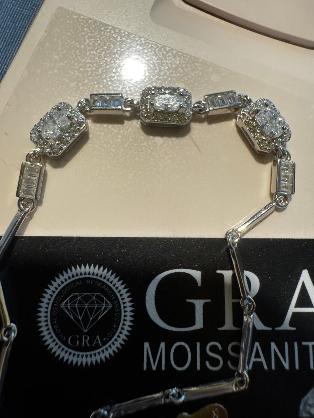 GRA Certified Sterling Silver 0.9ctw Moissanite Bracelet